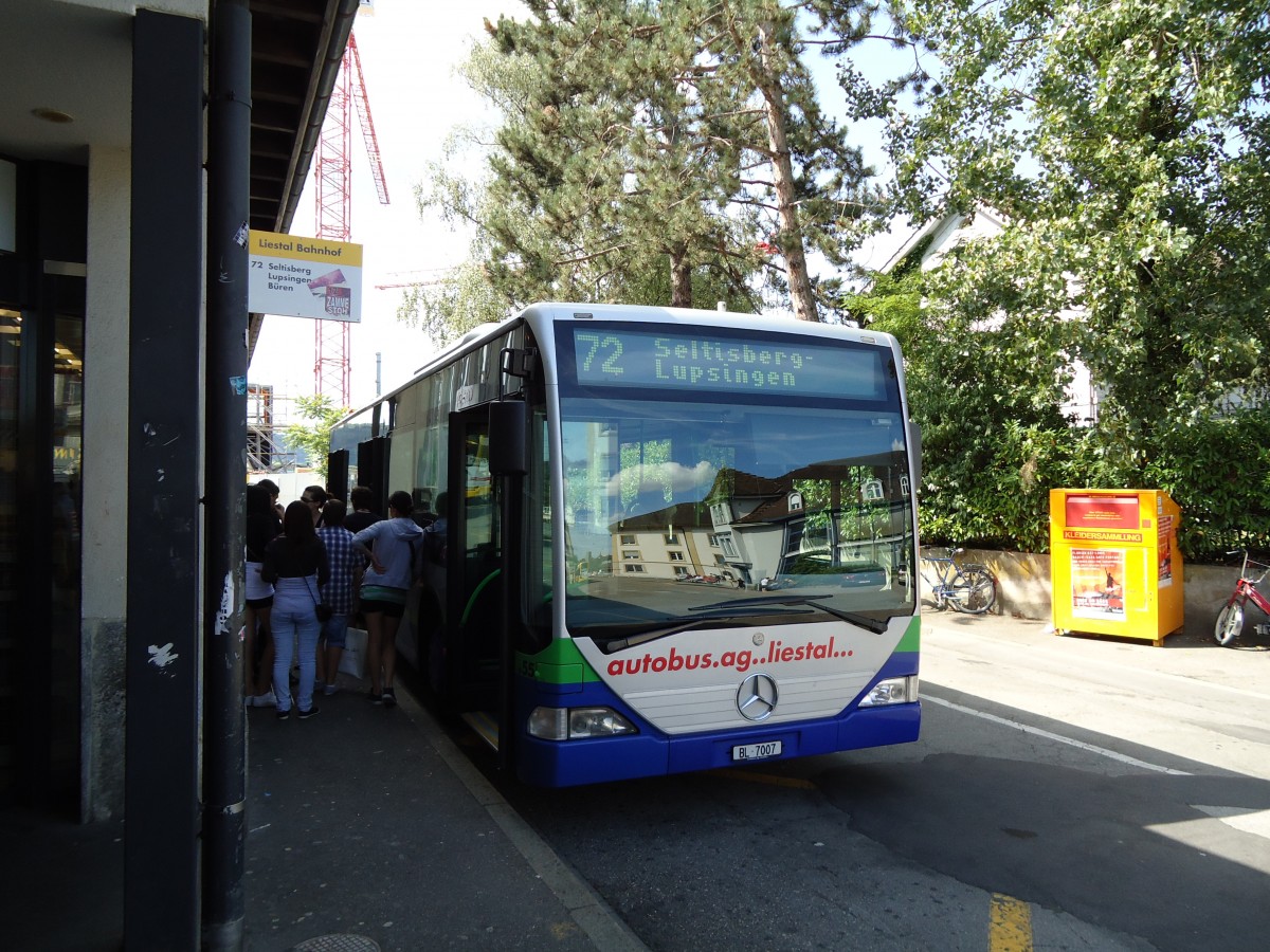 (127'717) - AAGL Liestal - Nr. 55/BL 7007 - Mercedes (ex TPL Lugano Nr. 6) am 6. Juli 2010 beim Bahnhof Liestal