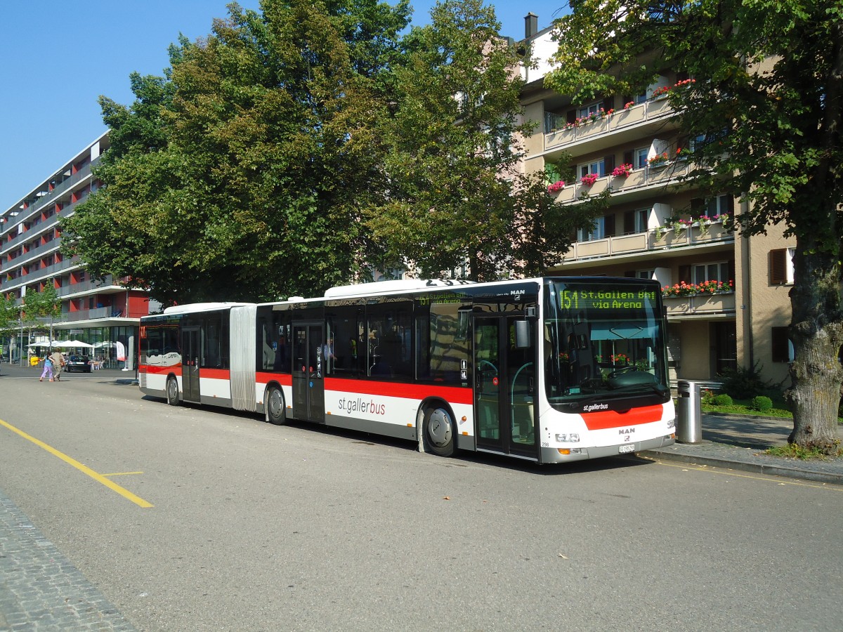 (128'778) - St. Gallerbus, St. Gallen - Nr. 298/SG 198'298 - MAN am 21. August 2010 beim Bahnhof Gossau