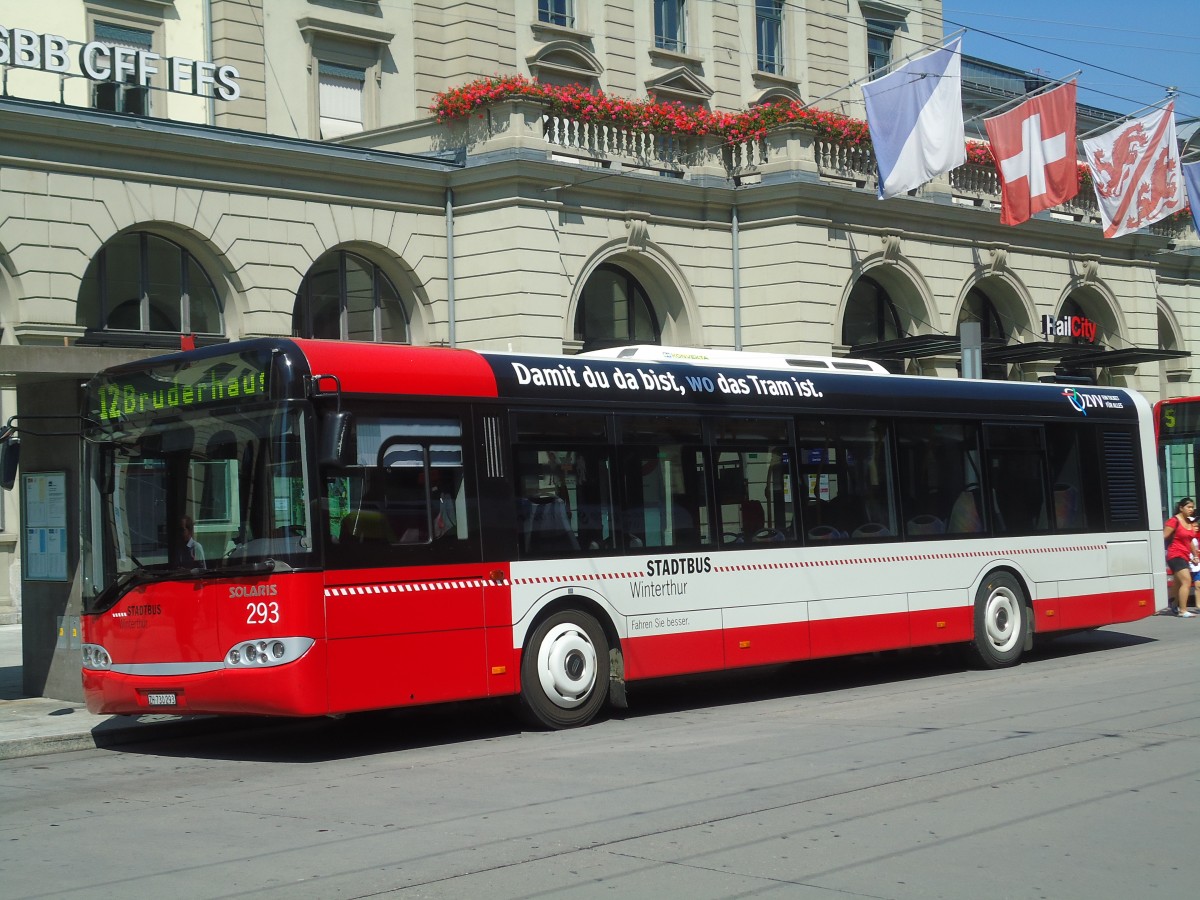 (129'027) - SW Winterthur - Nr. 293/ZH 730'293 - Solaris am 22. August 2010 beim Hauptbahnhof Winterthur