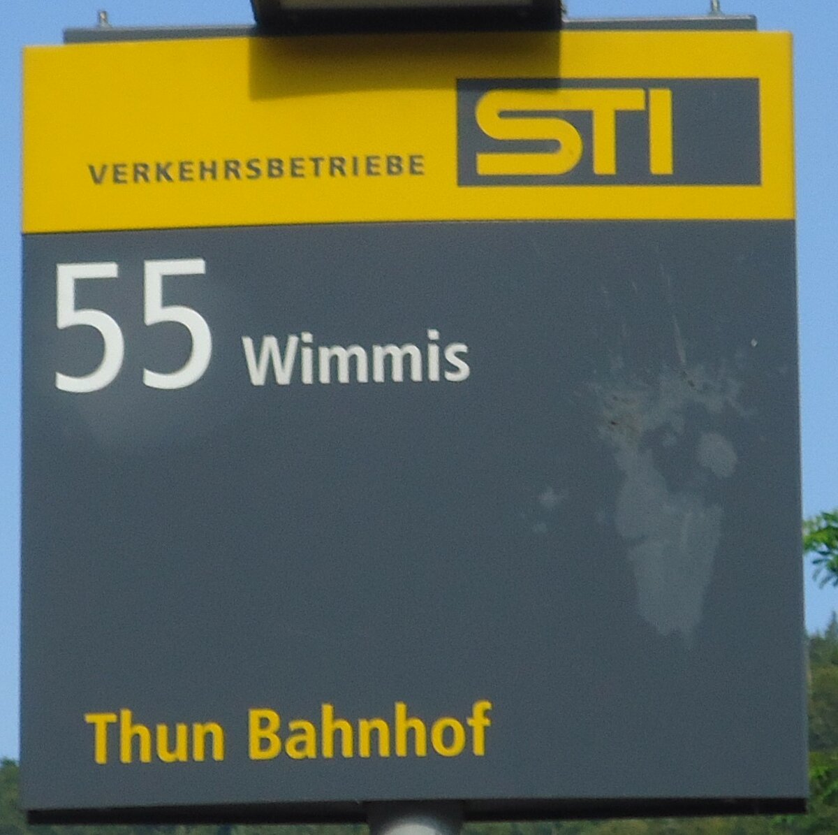 (129'293) - STI-Haltestellenschild - Thun, Bahnhof - am 4. September 2010