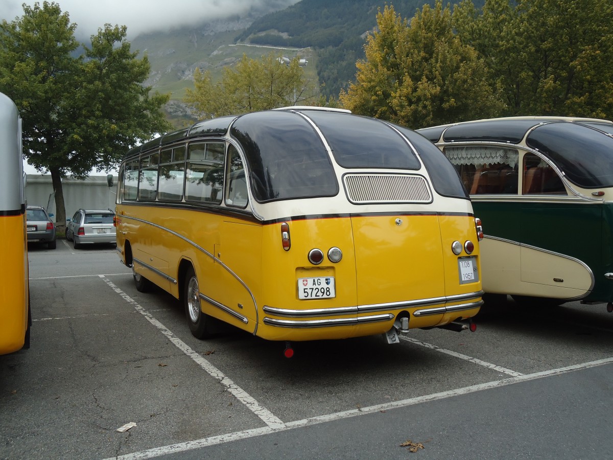 (129'846) - Zimmerli J., Oftringen - AG 57'298 - Berna/Tscher (ex Stutz, Oberlunkhofen; ex Leu, Schongau; ex Wicki, Bremgarten; ex P 22'054; ex P 20'704) am 18. September 2010 in Chur, Obere Au