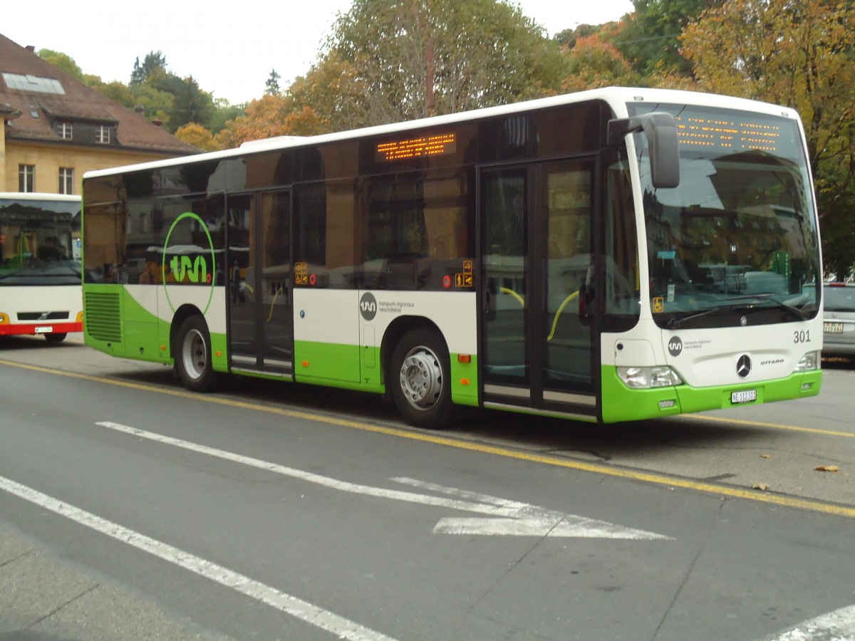 (130'157) - TRN La Chaux-de-Fonds - Nr. 301/NE 112'301 - Mercedes am 4. Oktober 2010 beim Bahnhof La Chaux-de-Fonds