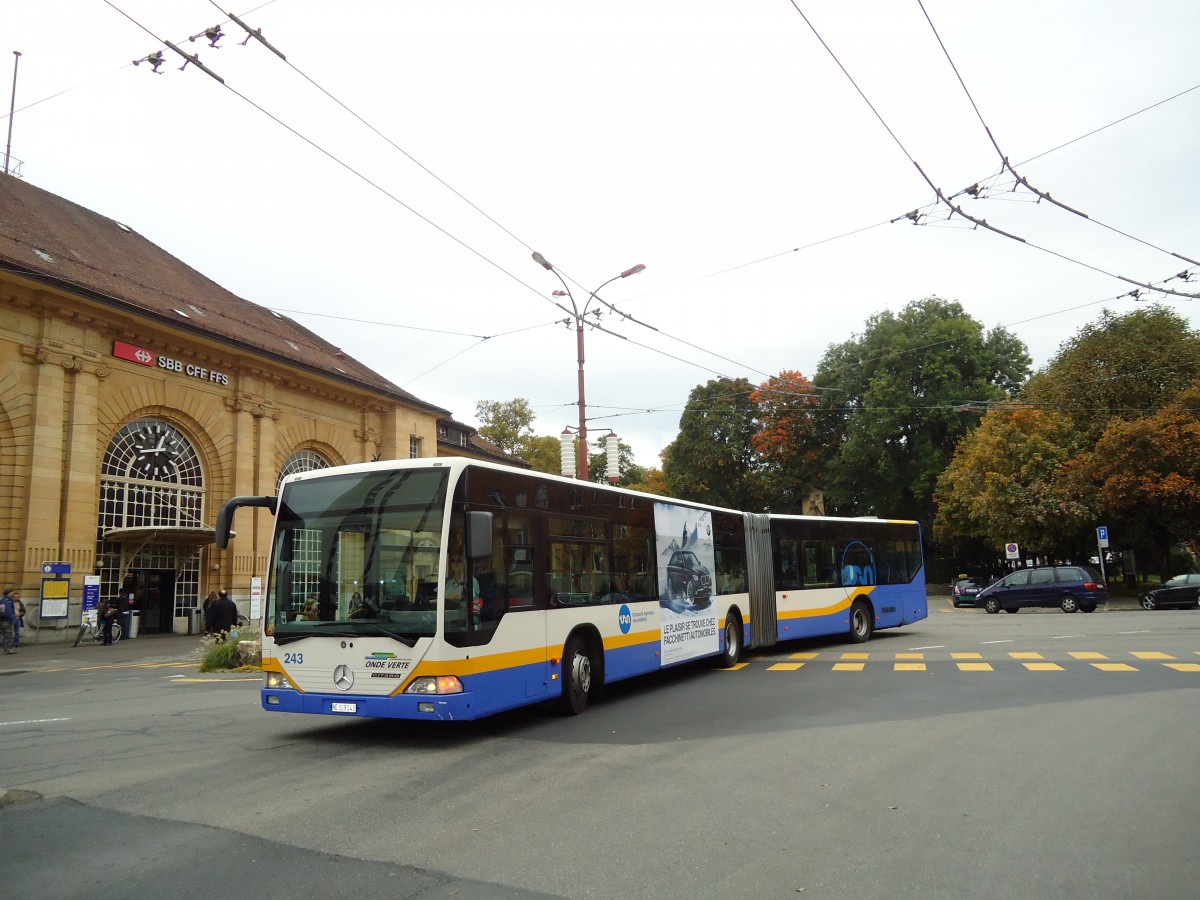 (130'194) - TC La Chaux-de-Fonds - Nr. 243/NE 109'243 - Mercedes am 4. Oktober 2010 beim Bahnhof La Chaux-de-Fonds