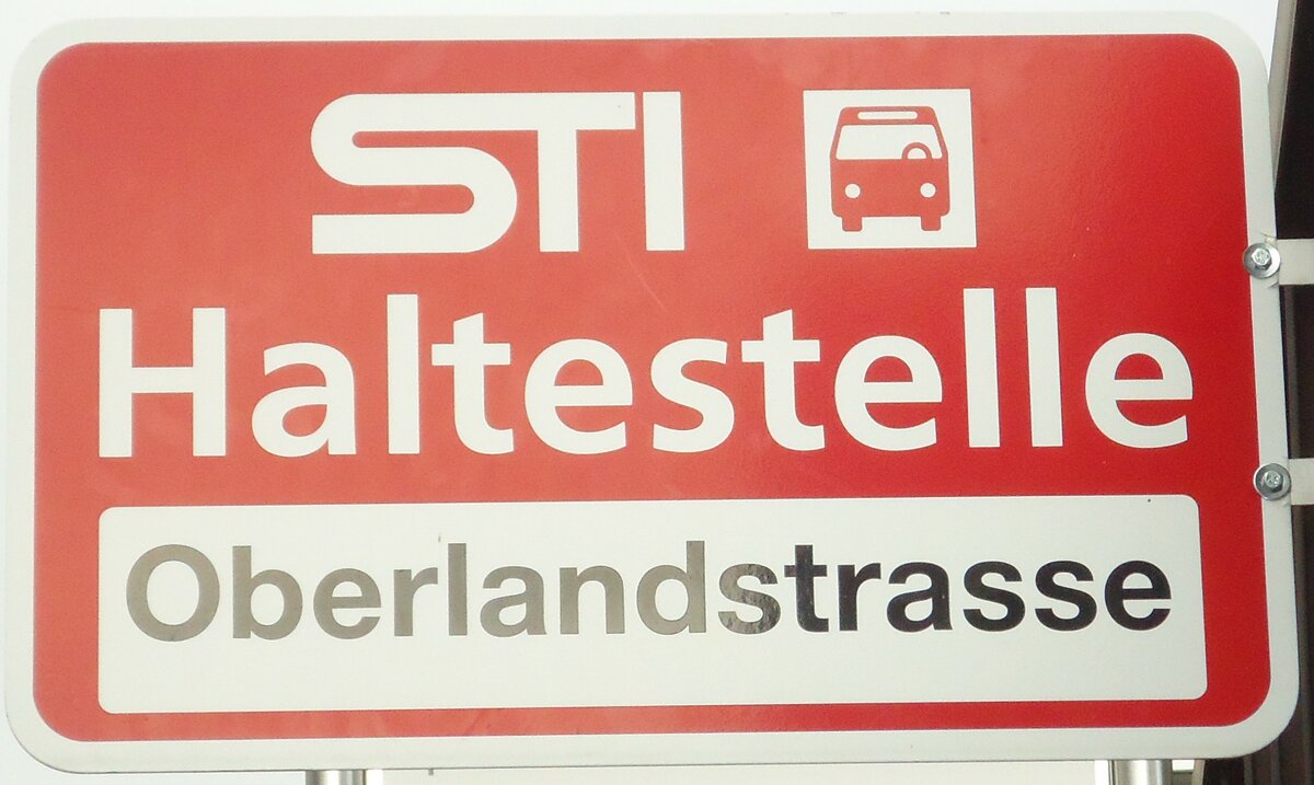 (130'304) - STI-Haltestellenschild - Spiez, Oberlandstrasse - am 11. Oktober 2010