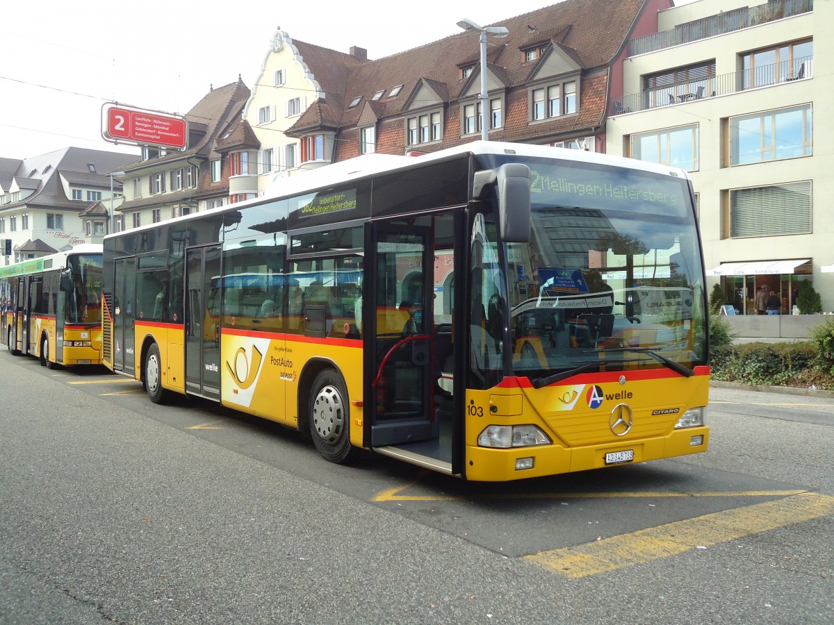 (130'832) - Voegtlin-Meyer, Brugg - Nr. 103/AG 345'738 - Mercedes am 30. Oktober 2010 beim Bahnhof Brugg