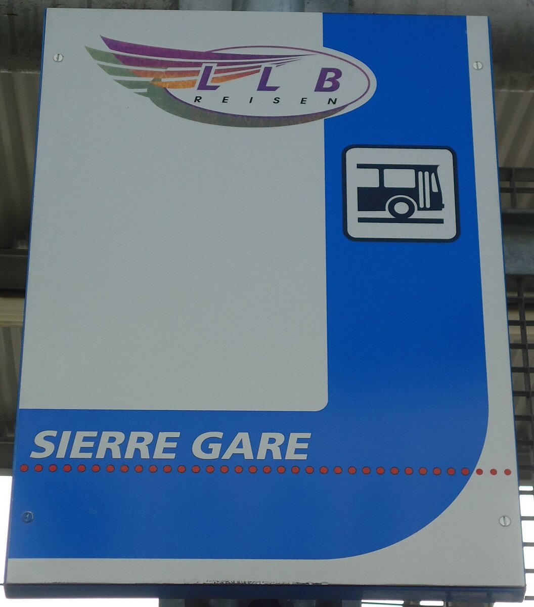 (130'859) - LLB-Haltestellenschild - Sierre, Gare - am 1. November 2010