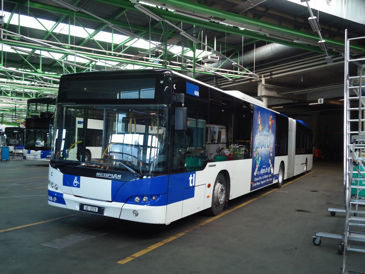 (130'911) - TL Lausanne - Nr. 608/VD 1579 - Neoplan am 13. November 2010 in Lausanne, Dpt Prlaz