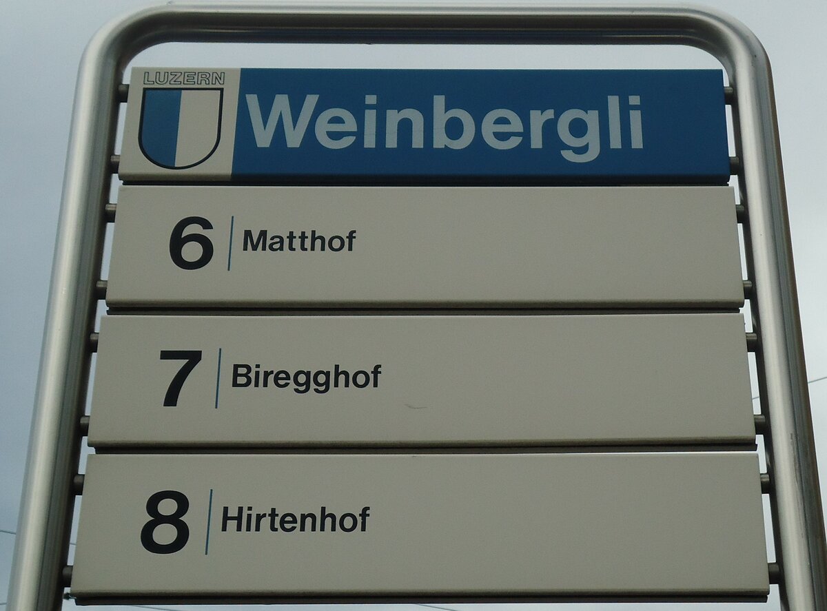 (131'497) - VBL_Haltestellenschild - Luzern, Weinbergli - am 8. Dezember 2010