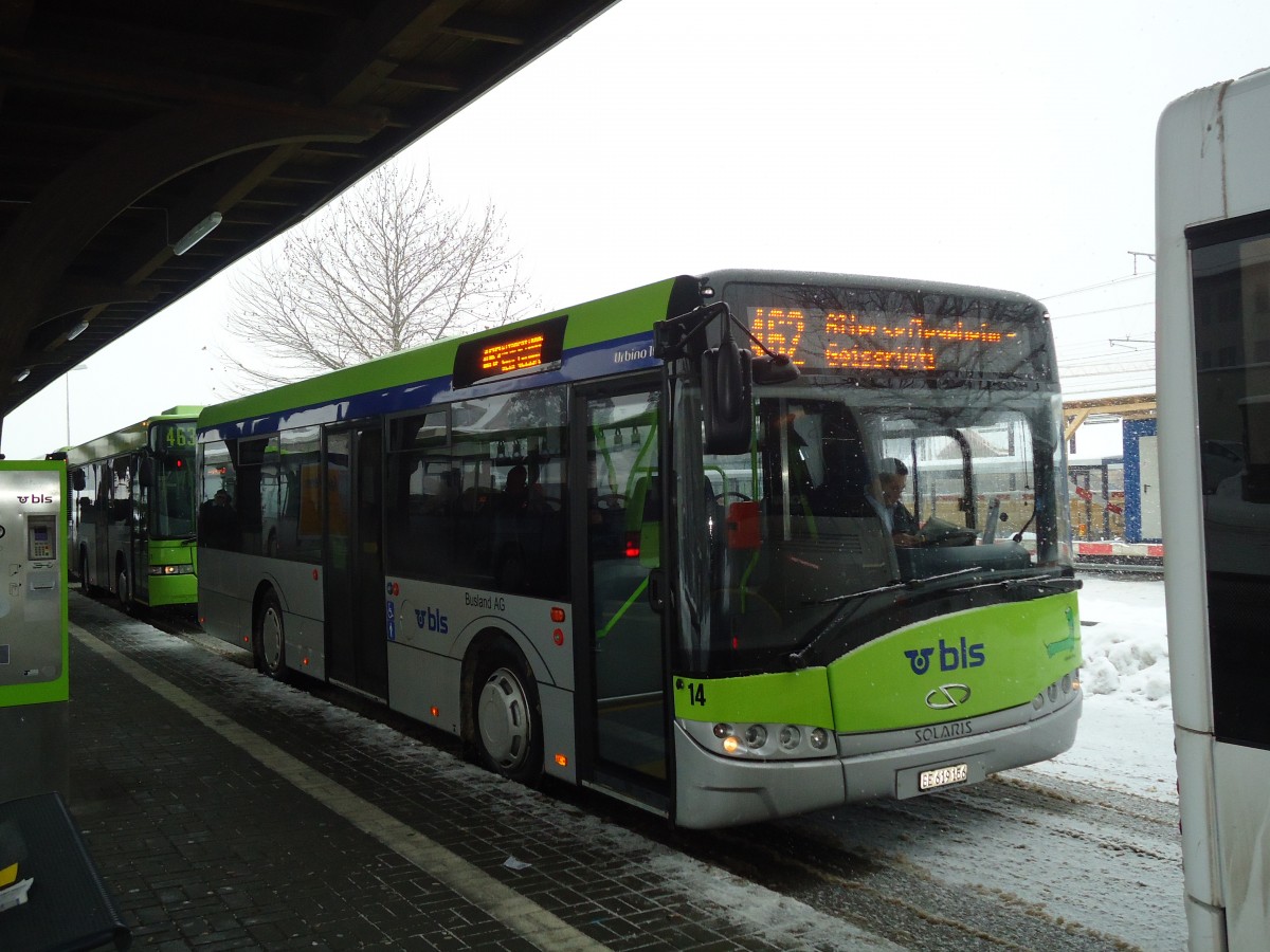 (131'718) - Busland, Burgdorf - Nr. 14/BE 619'156 - Solaris am 28. Dezember 2010 beim Bahnhof Burgdorf