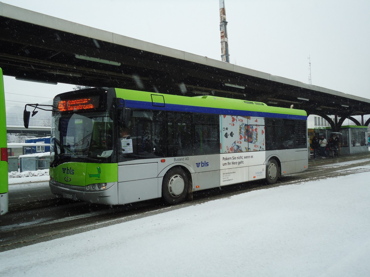 (131'729) - Busland, Burgdorf - Nr. 14/BE 619'156 - Solaris am 28. Dezember 2010 beim Bahnhof Burgdorf