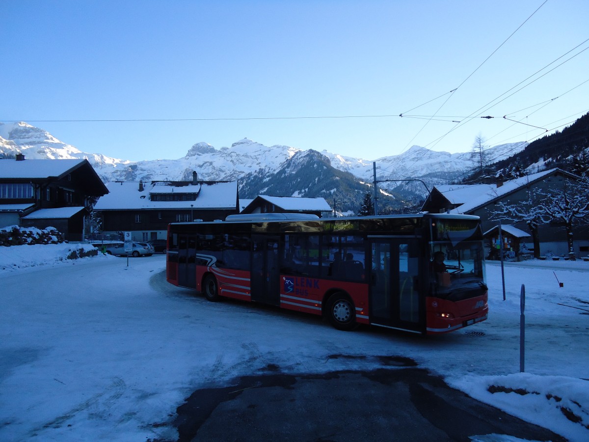 (131'924) - AFA Adelboden - Nr. 54/BE 611'056 - Neoplan (ex VBZ Zrich Nr. 243) am 1. Januar 2011 beim Bahnhof Lenk