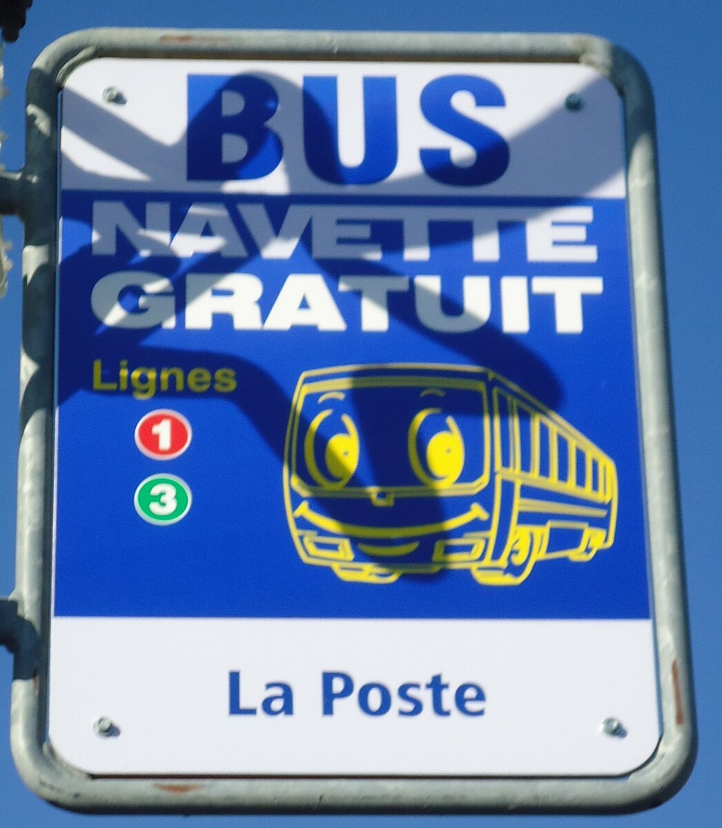 (131'964) - BUS NAVETTE-Haltestellenschild - Ovronnaz, La Poste - am 2. Januar 2011