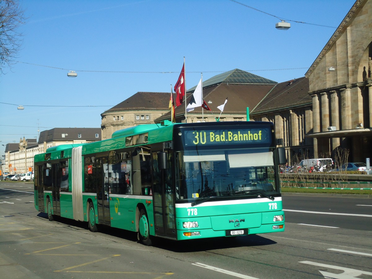 (132'525) - BVB Basel - Nr. 778/BS 3278 - MAN am 7. Februar 2011 in Basel, Badischer Bahnhof