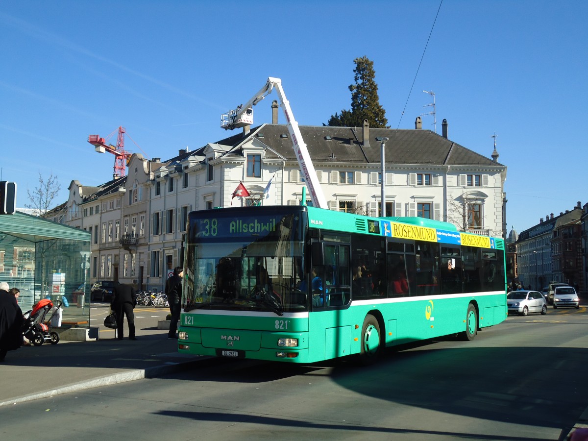 (132'557) - BVB Basel - Nr. 821/BS 2821 - MAN am 7. Februar 2011 in Basel, Wettsteinplatz