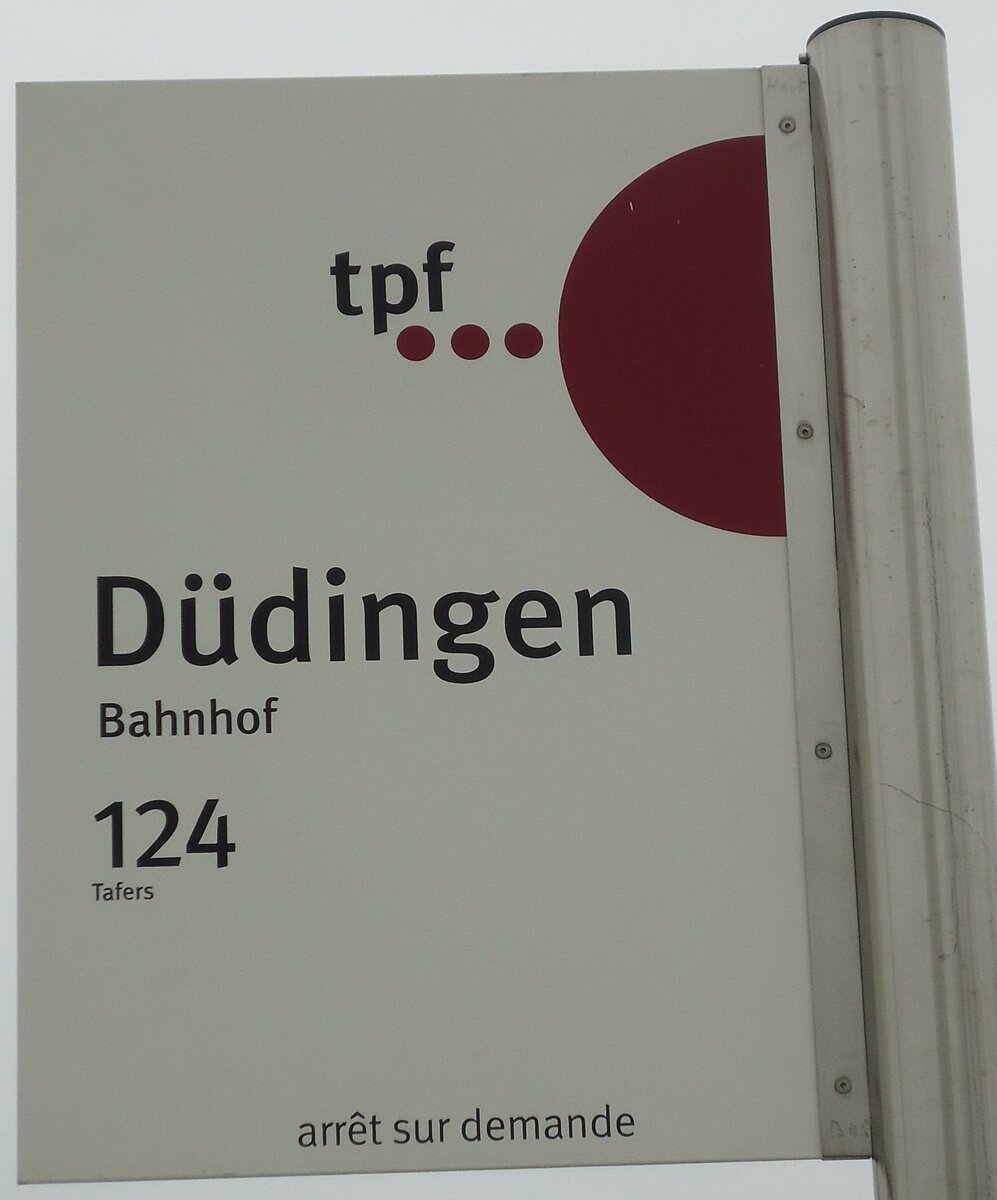 (132'726) - tpf-Haltestellenschild - Ddingen, Bahnhof - am 7. Mrz 2011