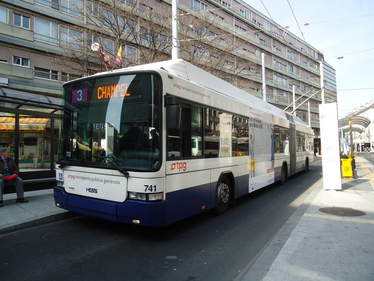 (132'894) - TPG Genve - Nr. 741 - Hess/Hess Gelenktrolleybus am 10. Mrz 2011 in Genve, Coutance