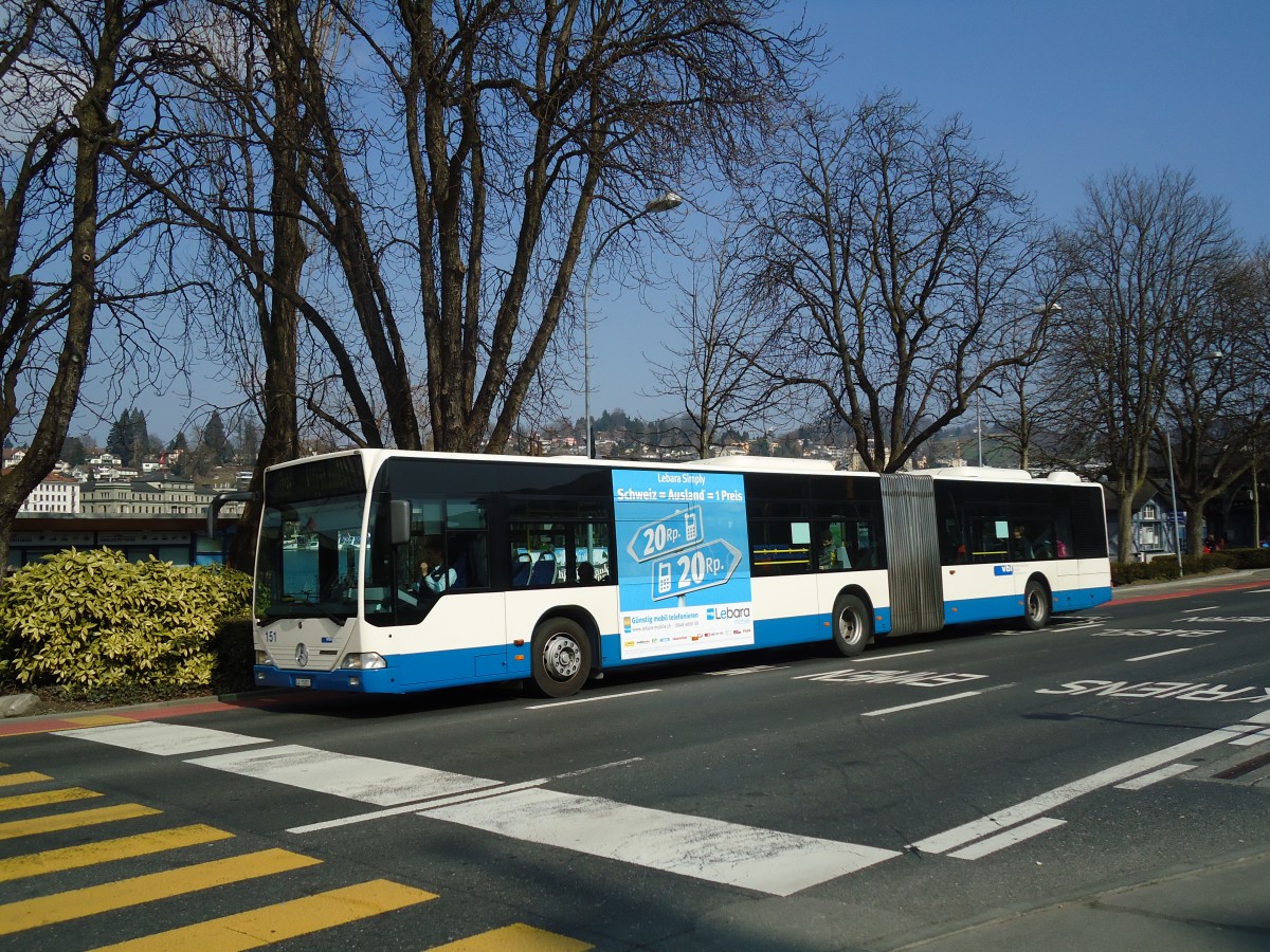 (133'021) - VBL Luzern - Nr. 151/LU 15'051 - Mercedes am 11. Mrz 2011 beim Bahnhof Luzern