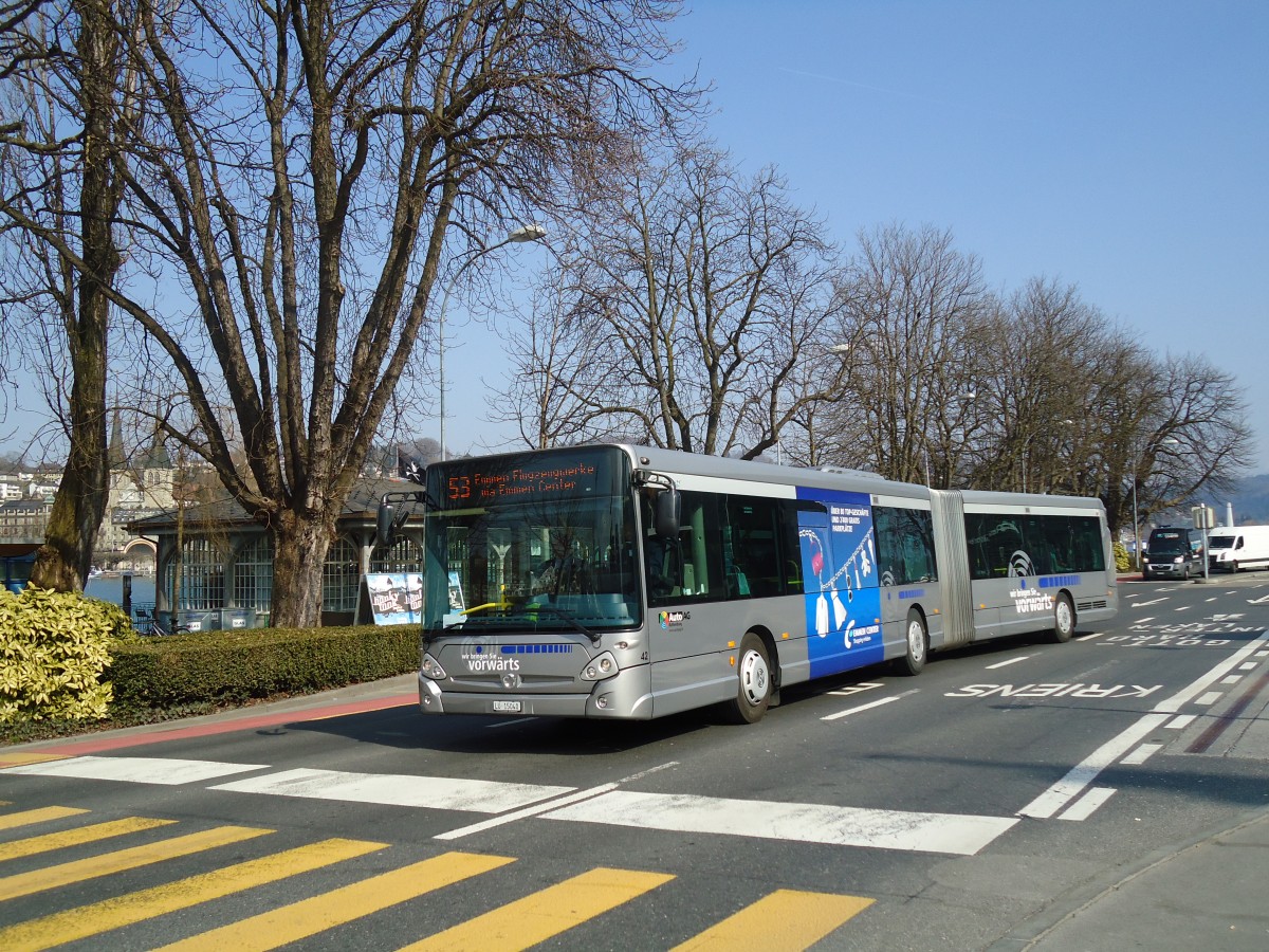 (133'036) - AAGR Rothenburg - Nr. 42/LU 15'040 - Irisbus am 11. Mrz 2011 beim Bahnhof Luzern