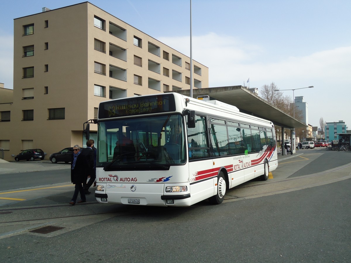 (133'046) - ARAG Ruswil - Nr. 4/LU 149'416 - Irisbus am 11. Mrz 2011 beim Bahnhof Sursee