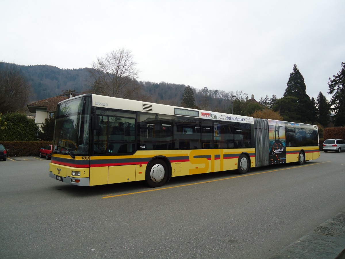 (133'070) - STI Thun - Nr. 103/BE 577'103 - MAN am 13. Mrz 2011 bei der Schifflndte Thun