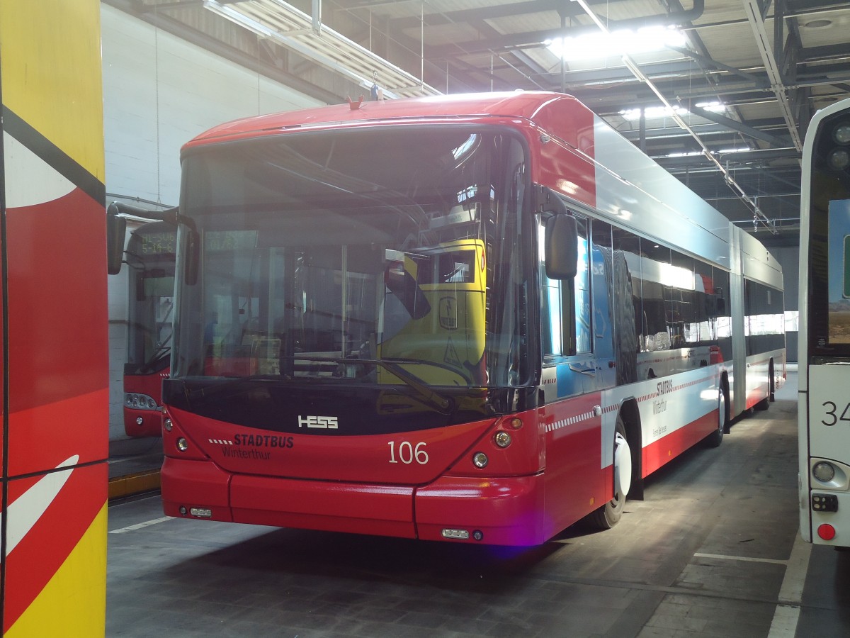 (133'106) - SW Winterthur - Nr. 106 - Hess/Hess Gelenktrolleybus am 20. Mrz 2011 in Winterthur, Depot Grzefeld