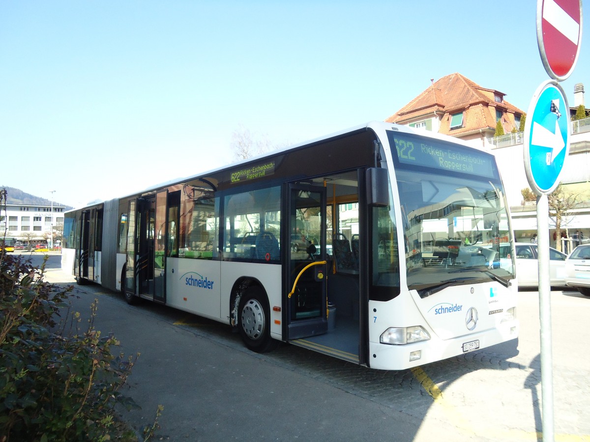 (133'161) - Schneider, Ermenswil - Nr. 7/SG 289'751 - Mercedes am 23. Mrz 2011 beim Bahnhof Wattwil