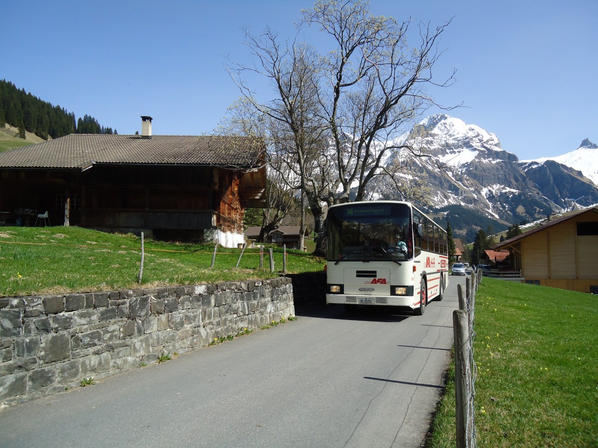 (133'203) - AFA Adelboden - Nr. 39/BE 25'753 - NAW/R&J (ex Nr. 28; ex Autopostale, Mendrisio Nr. 38; ex Piotti, Balerna Nr. 38; ex AAGI Interlaken Nr. 38; ex Schmocker, Beatenberg Nr. 3) am 10. April 2011 in Adelboden, Zrcherhaus