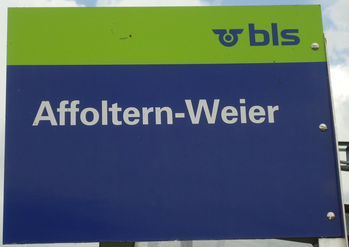 (133'518) - bls-Haltestellenschild - Affoltern-Weier, Bahnhof - am 30. April 2011