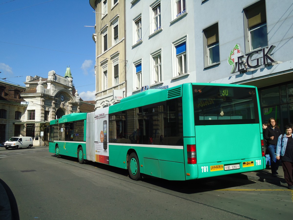 (133'688) - BVB Basel - Nr. 781/BS 3281 - MAN am 16. Mai 2011 beim Bahnhof Basel