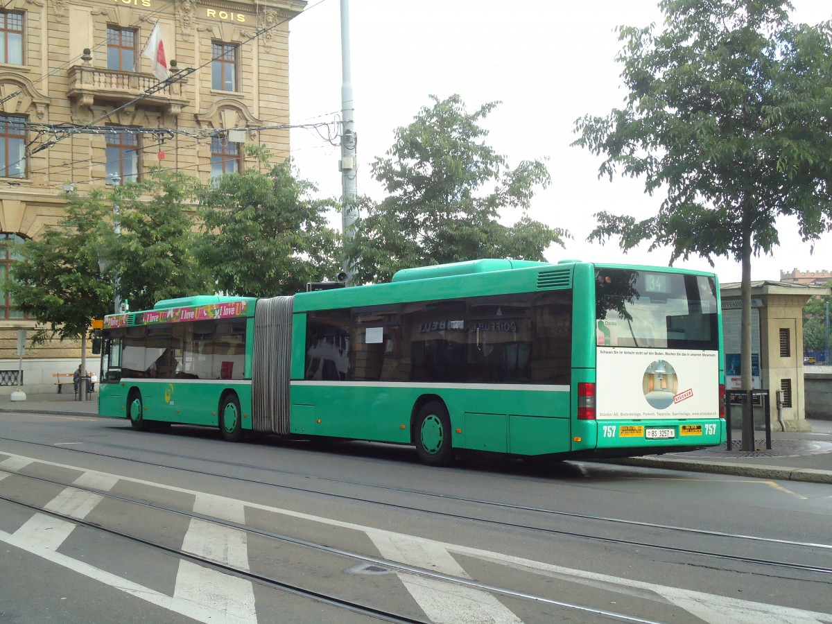 (133'711) - BVB Basel - Nr. 757/BS 3257 - MAN am 16. Mai 2011 in Basel, Schifflnde