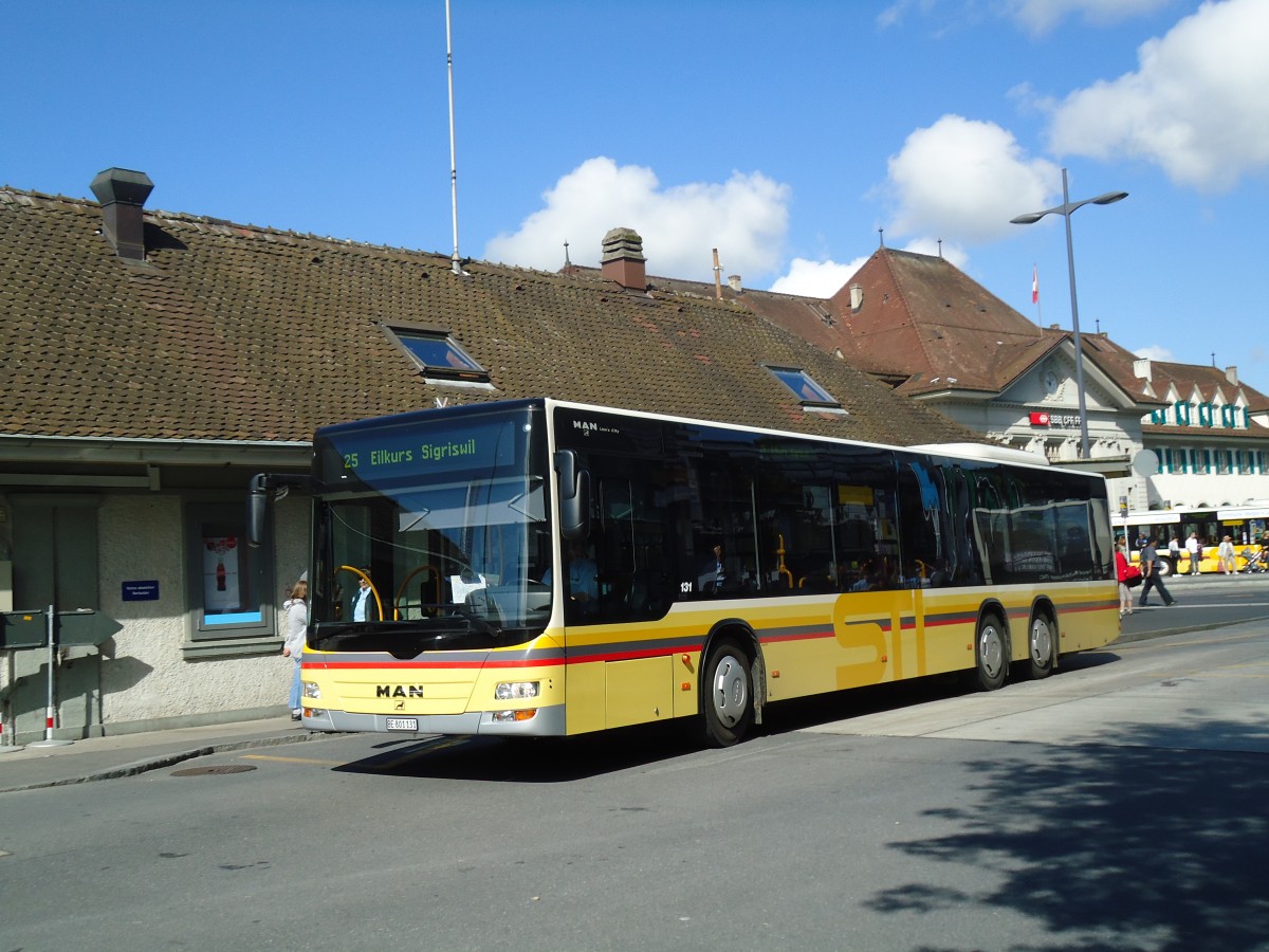 (133'854) - STI Thun - Nr. 131/BE 801'131 - MAN am 28. Mai 2011 beim Bahnhof Thun