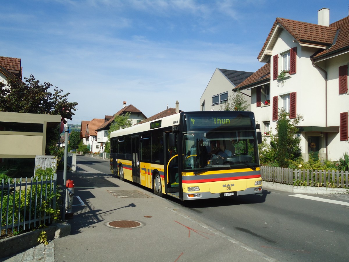 (135'180) - STI Thun - Nr. 101/BE 577'101 - MAN am 15. Juli 2011 in Thun-Lerchenfeld, Forstweg