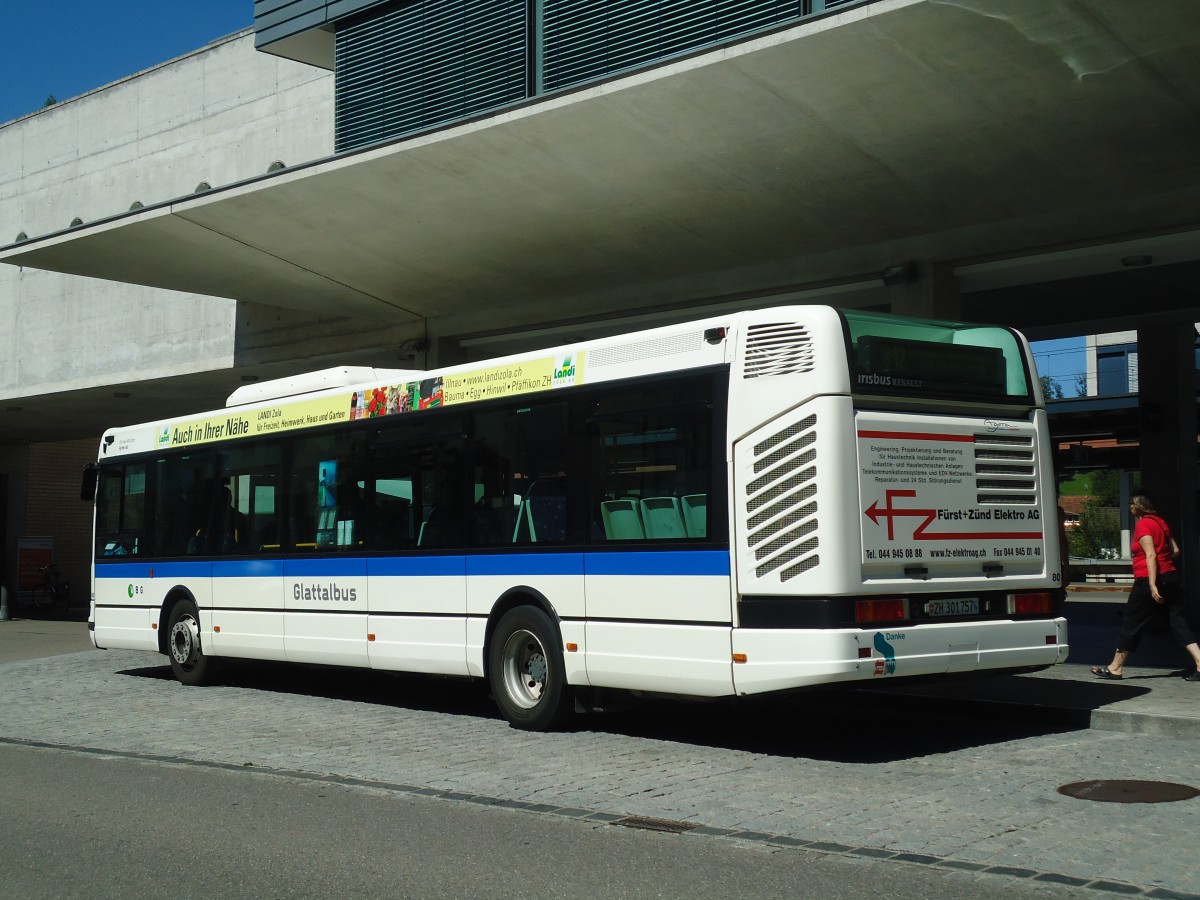 (135'516) - Ryffel, Uster - Nr. 80/ZH 301'757 - Irisbus am 17. August 2011 beim Bahnhof Uster