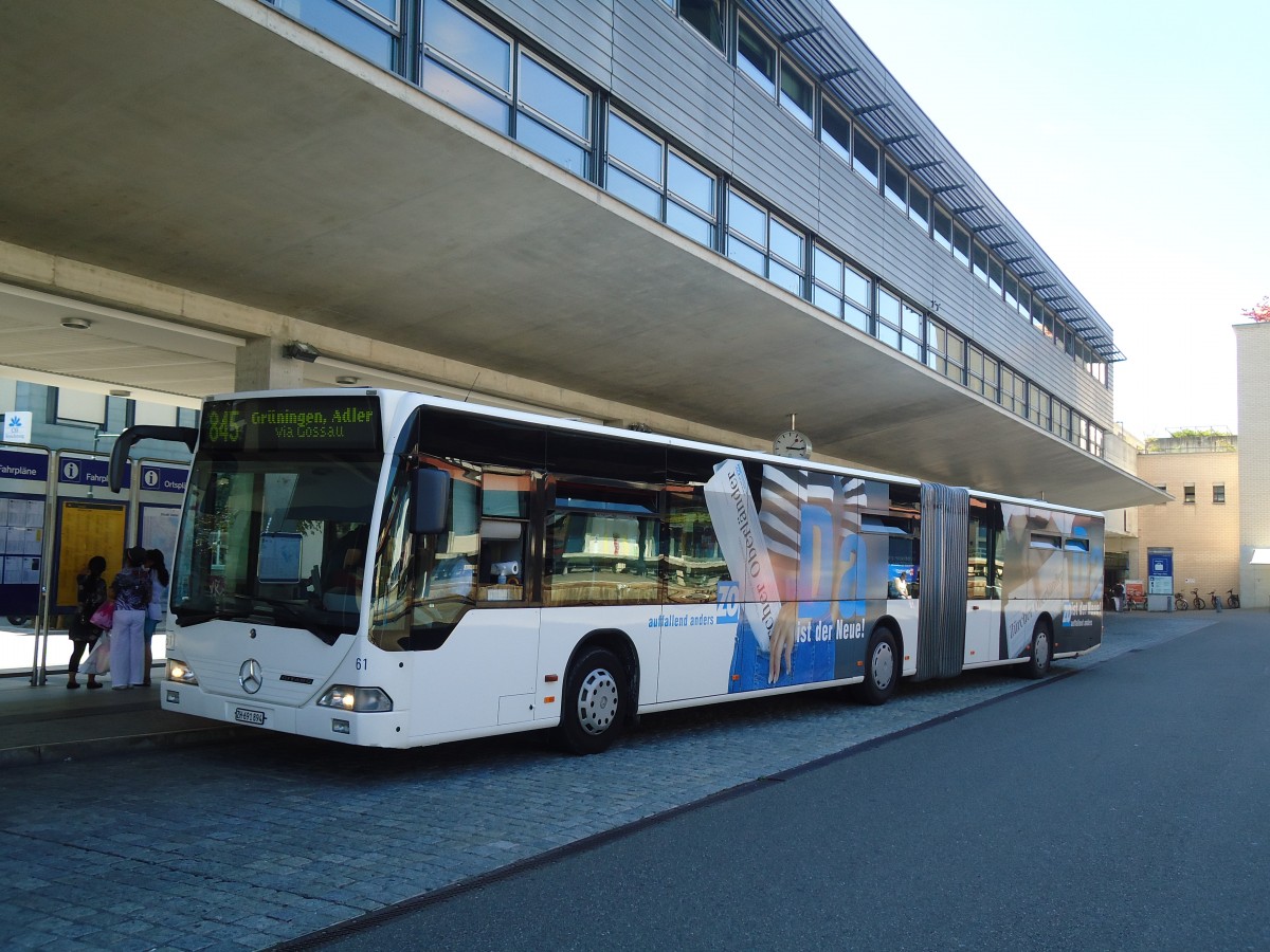 (135'525) - VZO Grningen - Nr. 61/ZH 691'894 - Mercedes am 17. August 2011 beim Bahnhof Uster