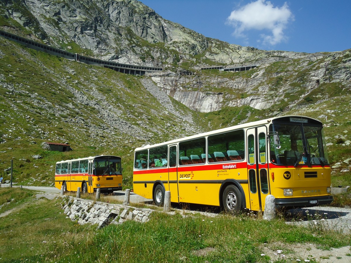 (135'707) - AVG Meiringen - Nr. 74/BE 607'481 - Saurer/R&J (ex P 24'357) am 21. August 2011 in Gotthard, Alte Tremolastrasse