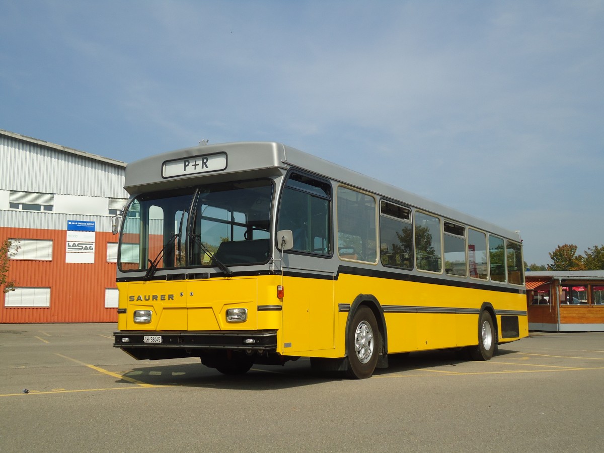 (136'129) - Wanner, Schleitheim - SH 58'045 - Saurer/Hess (ex Ruklic, Schaffhausen; ex VBSH Schaffhausen Nr. 40; ex VBSH Schaffhausen Nr. 19) am 25. September 2011 in Schaffhausen, Majorenacker