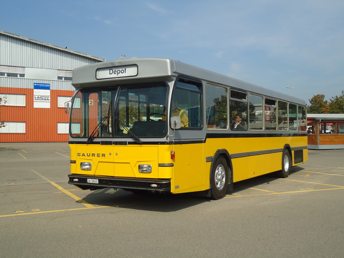 (136'135) - Wanner, Schleitheim - SH 58'045 - Saurer/Hess (ex Ruklic, Schaffhausen; ex VBSH Schaffhausen Nr. 40; ex VBSH Schaffhausen Nr. 19) am 25. September 2011 in Schaffhausen, Majorenacker