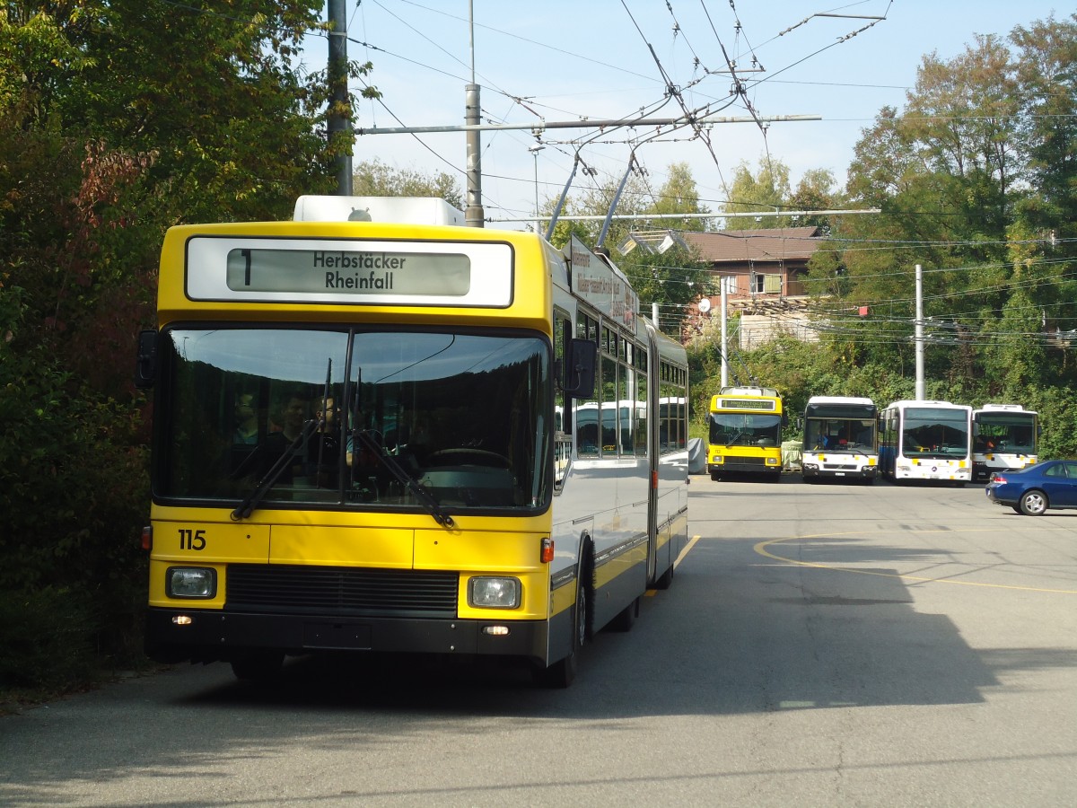 (136'153) - VBSH Schaffhausen - Nr. 115 - NAW/Hess Gelenktrolleybus am 25. September 2011 in Schaffhausen, Busdepot