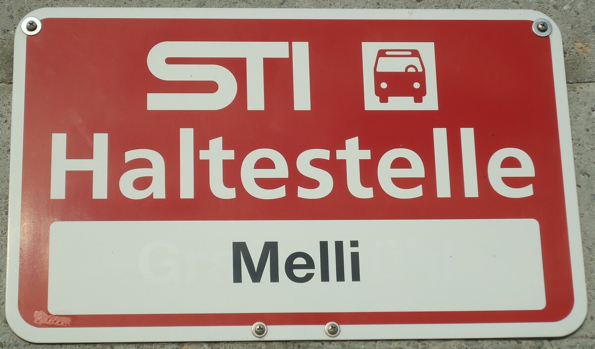 (136'760) - STI-Haltestellenschild - Goldiwil, Melli - am 20. November 2011