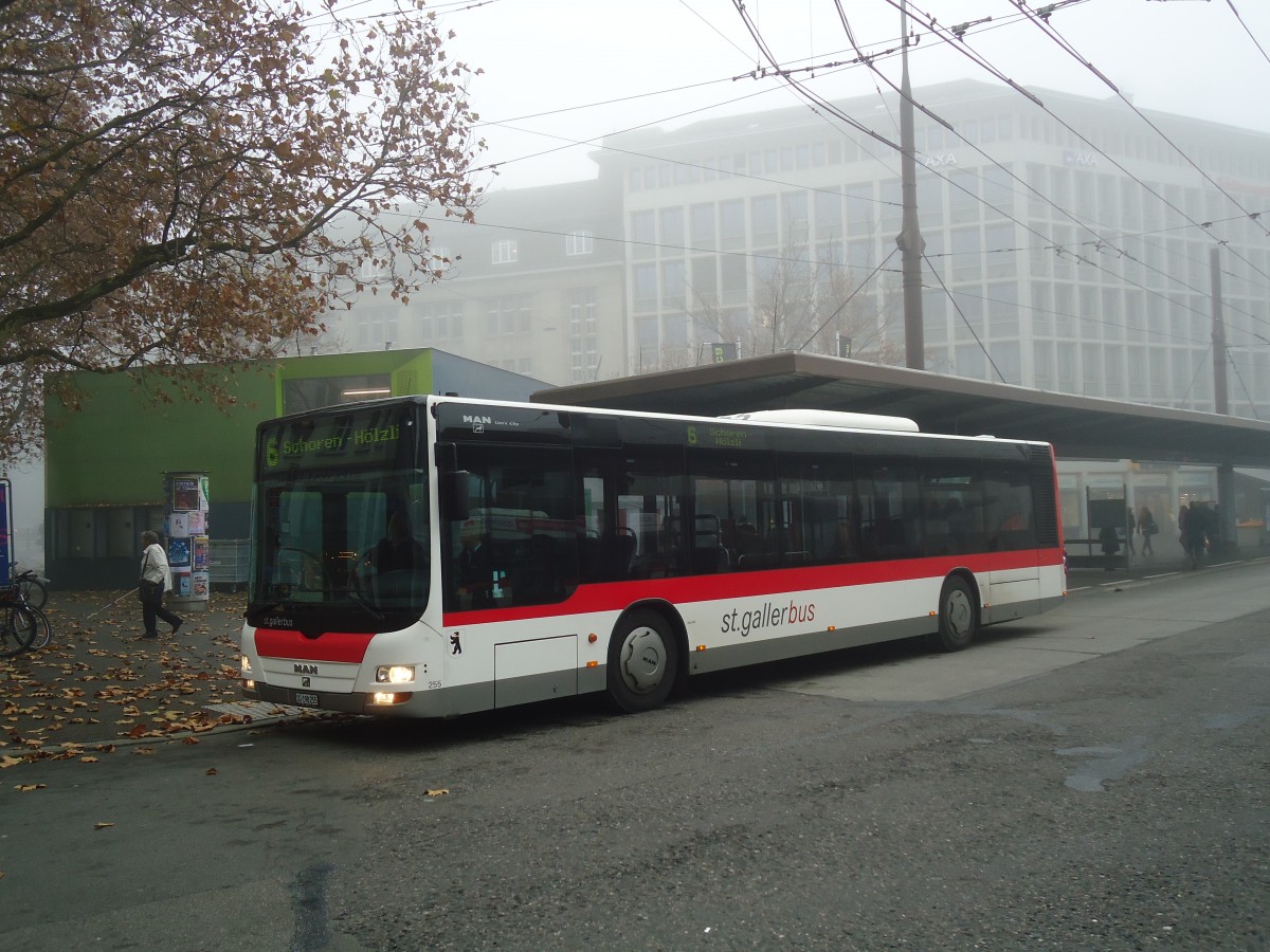 (136'893) - St. Gallerbus, St. Gallen - Nr. 255/SG 198'255 - MAN am 23. November 2011 beim Bahnhof St. Gallen