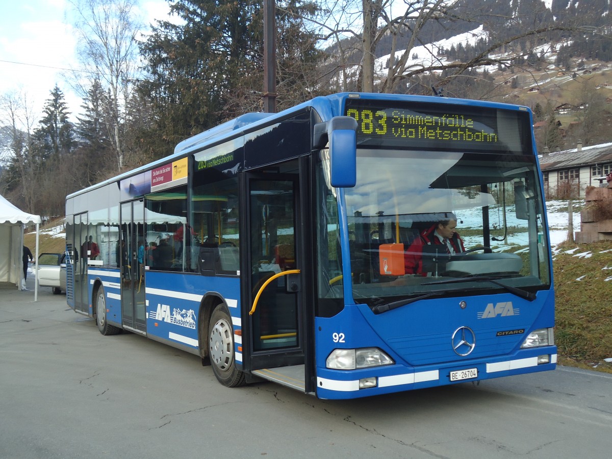 (137'193) - AFA Adelboden - Nr. 92/BE 26'704 - Mercedes (ex Nr. 4) am 11. Dezember 2011 beim Bahnhof Lenk