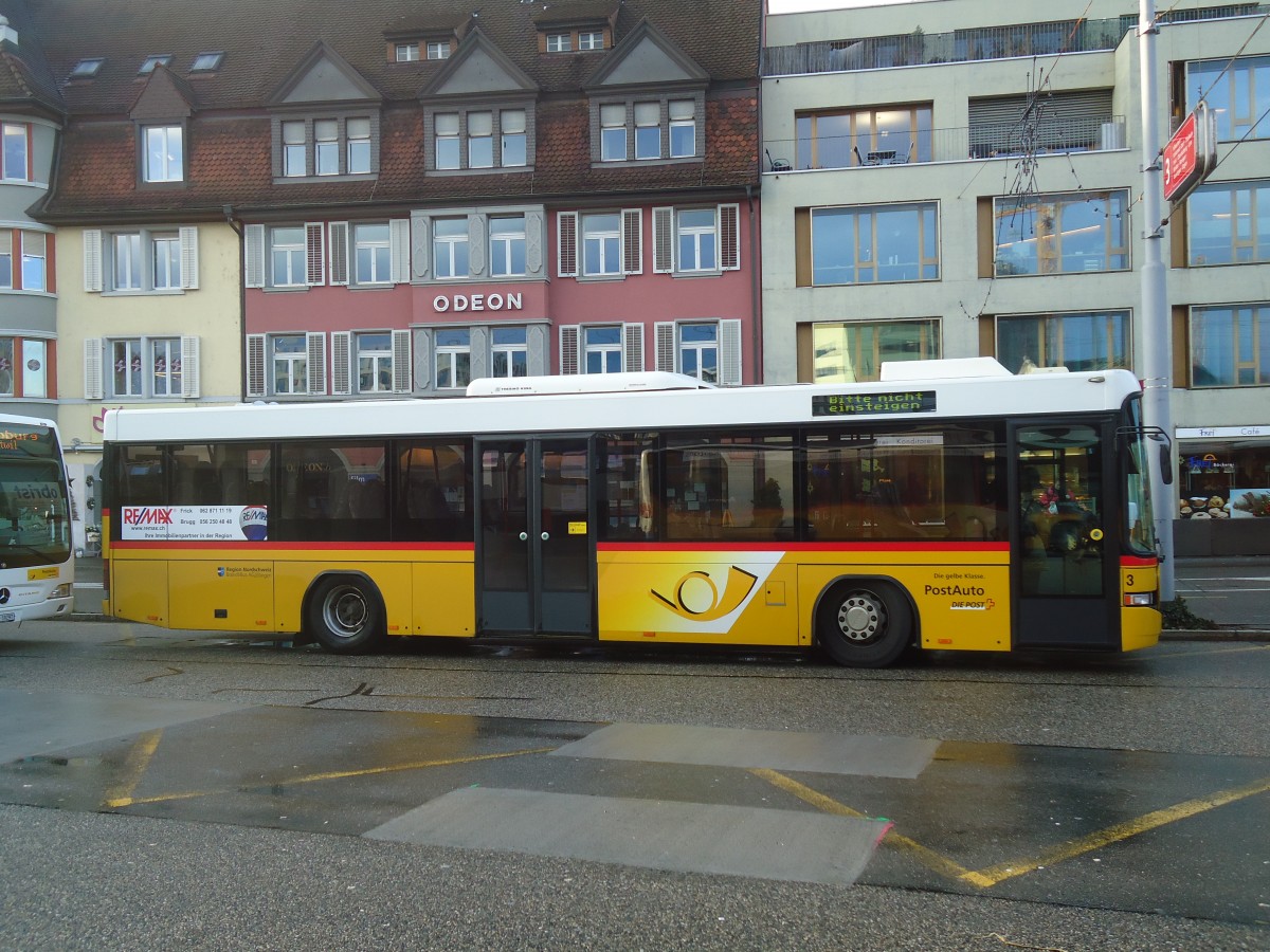 (137'219) - Brndli, Elfingen - Nr. 3/AG 7846 - Scania/Hess am 14. Dezember 2011 beim Bahnhof Brugg