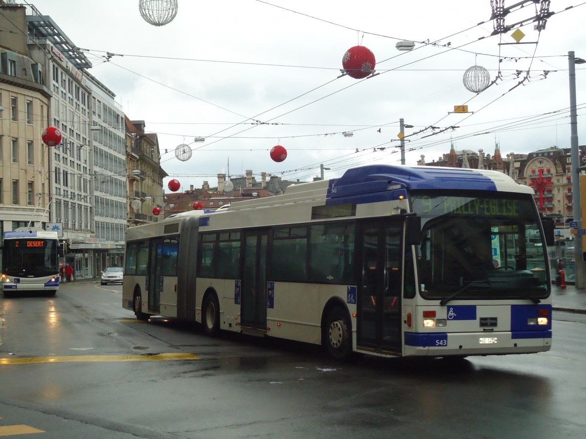 (137'243) - TL Lausanne - Nr. 543/VD 1470 - Van Hool am 18. Dezember 2011 in Lausanne, Bel-Air