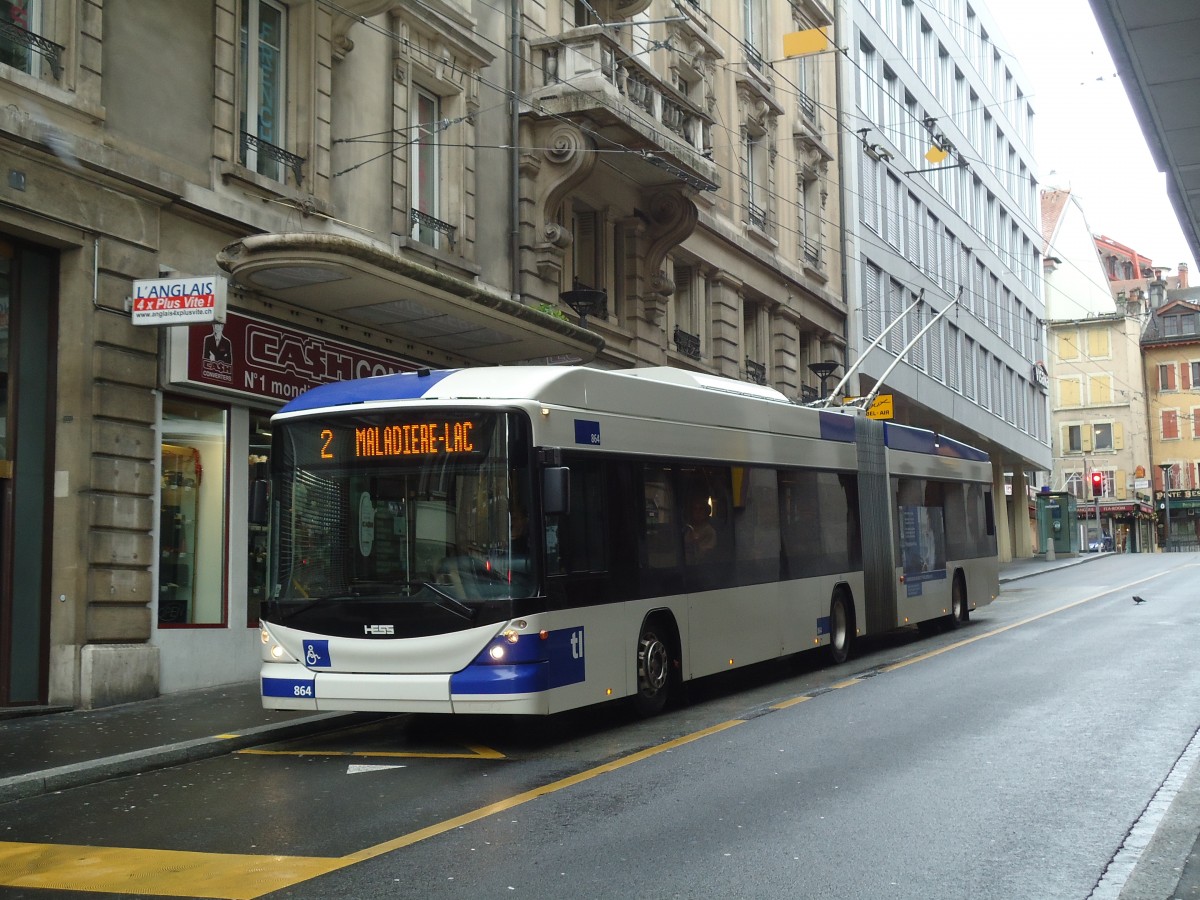 (137'245) - TL Lausanne - Nr. 864 - Hess/Hess Gelenktrolleybus am 18. Dezember 2011 in Lausanne, Bel-Air