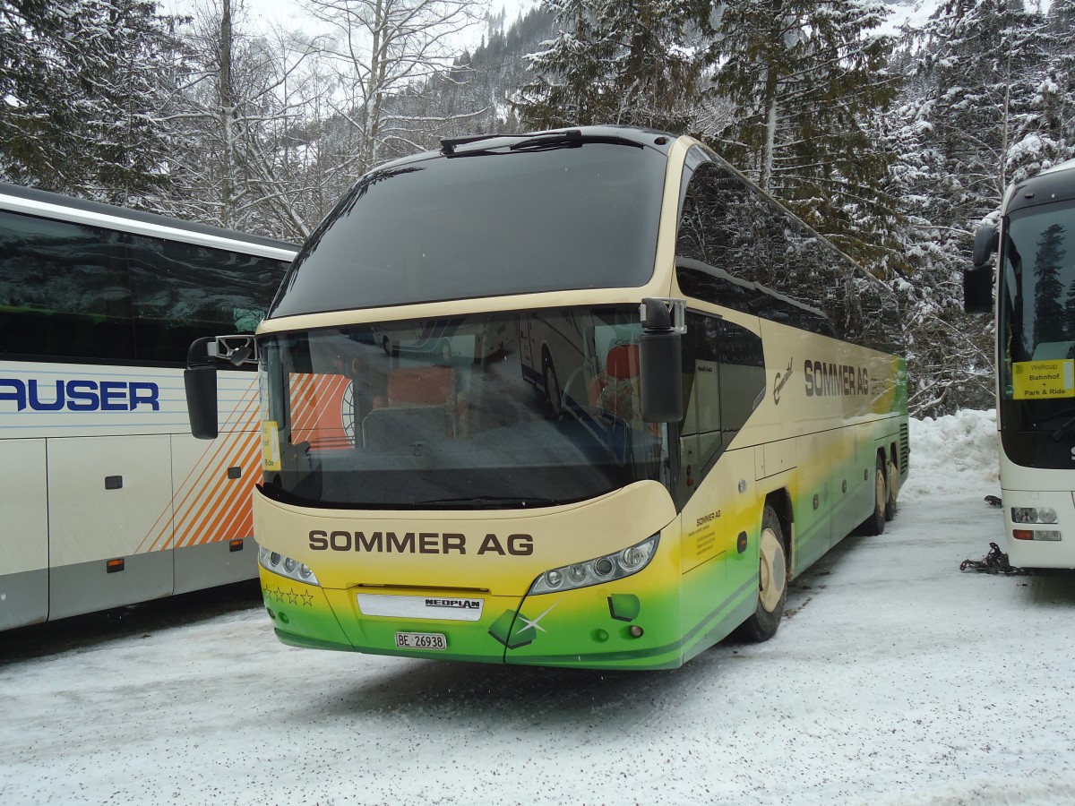 (137'459) - Sommer, Grnen - BE 26'938 - Neoplan am 7. Januar 2012 in Adelboden, Unter dem Birg