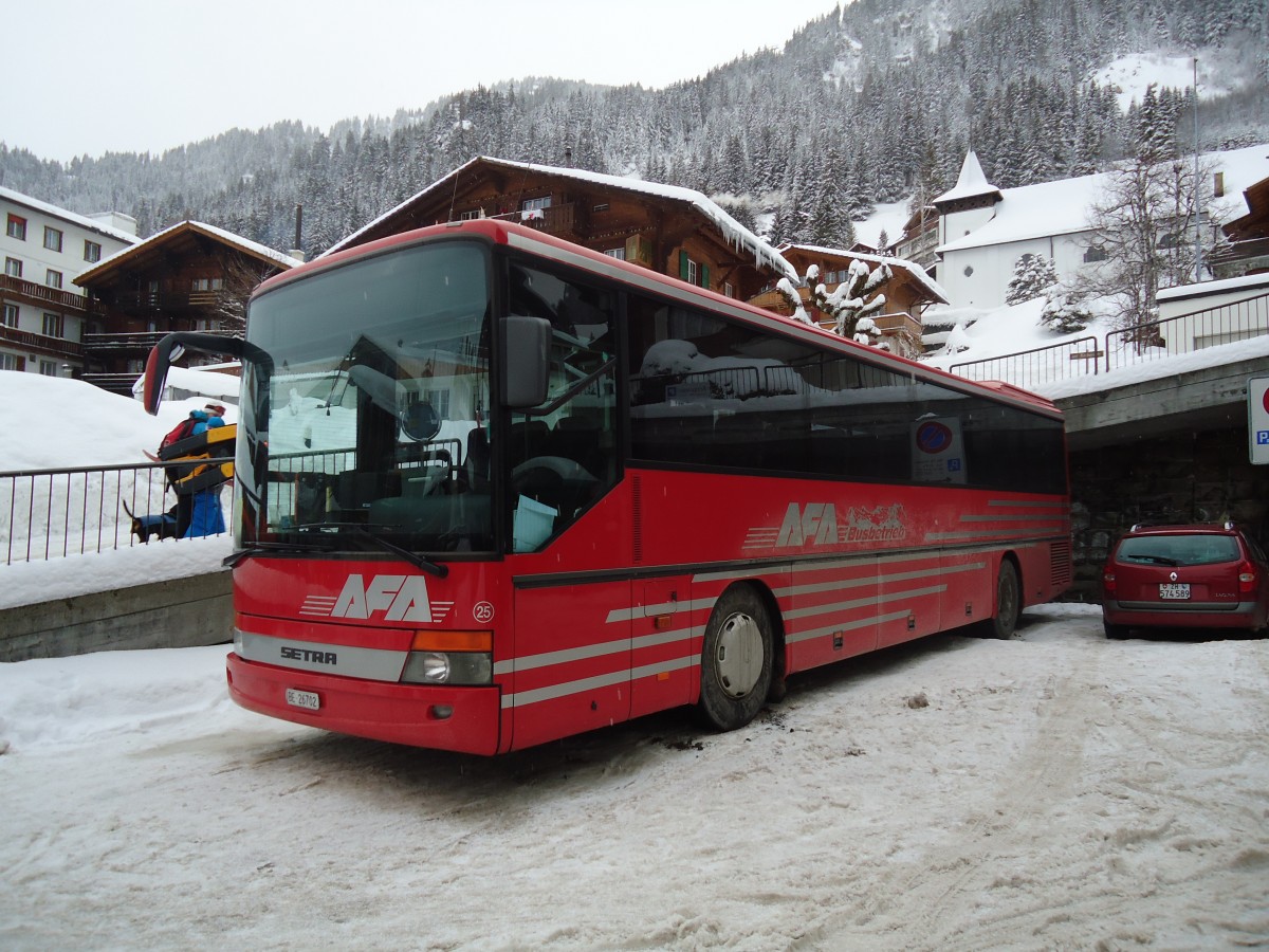 (137'535) - AFA Adelboden - Nr. 25/BE 26'702 - Setra (ex Nr. 12) am 7. Januar 2012 beim Autobahnhof Adelboden