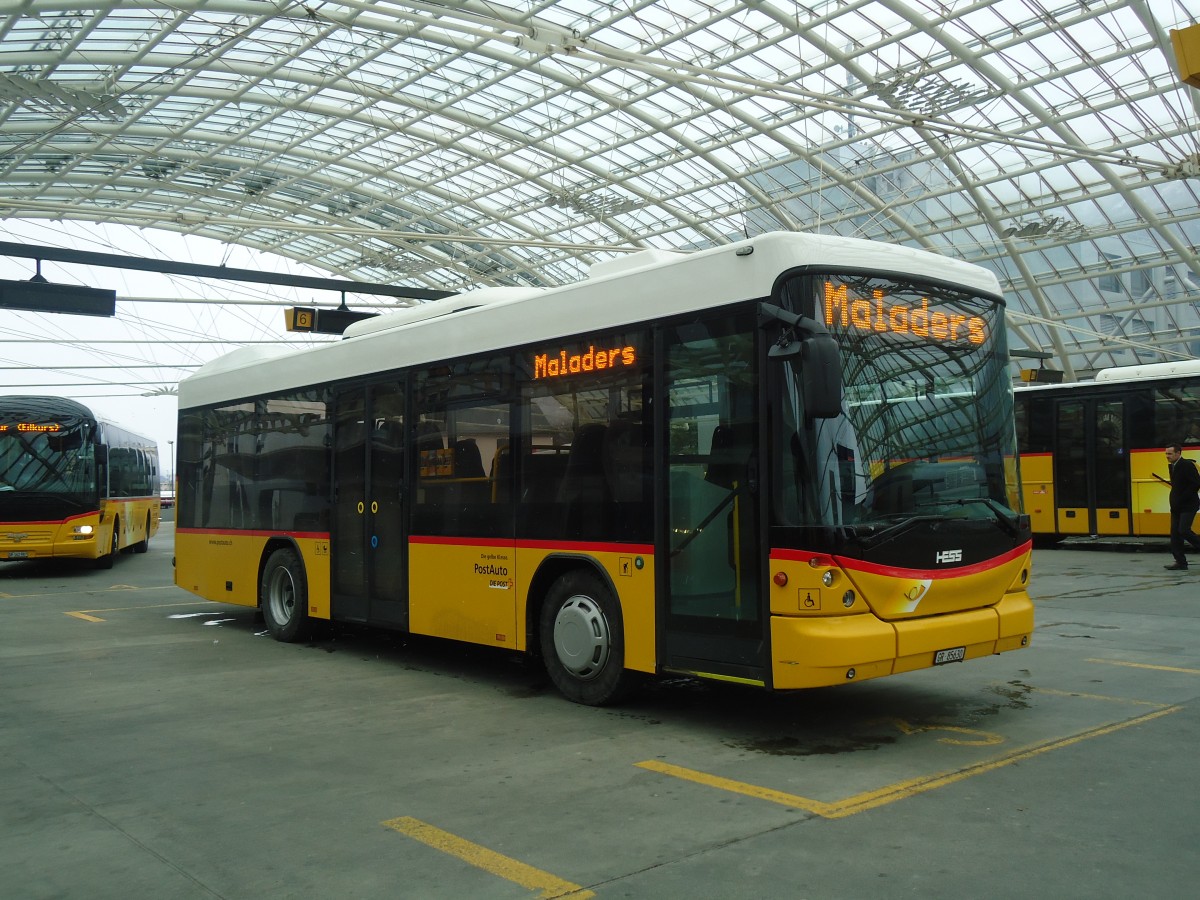 (137'874) - PostAuto Graubnden - GR 85'630 - Scania/Hess am 5. Mrz 2012 in Chur, Postautostation