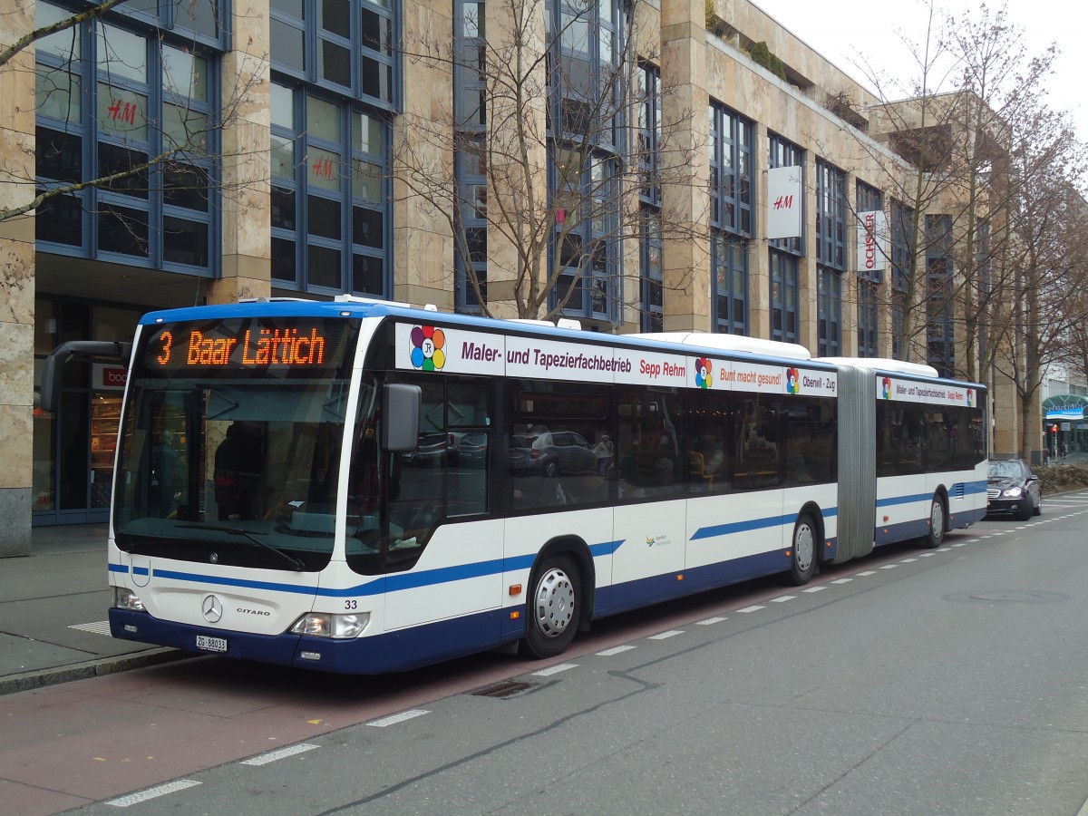 (138'002) - ZVB Zug - Nr. 33/ZG 88'033 - Mercedes am 6. Mrz 2012 in Zug, Metalli