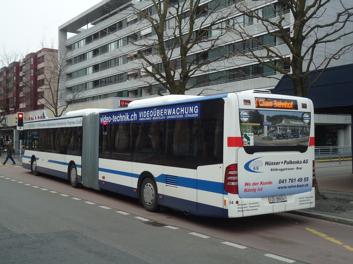 (138'006) - ZVB Zug - Nr. 34/ZG 88'034 - Mercedes am 6. Mrz 2012 in Zug, Metalli