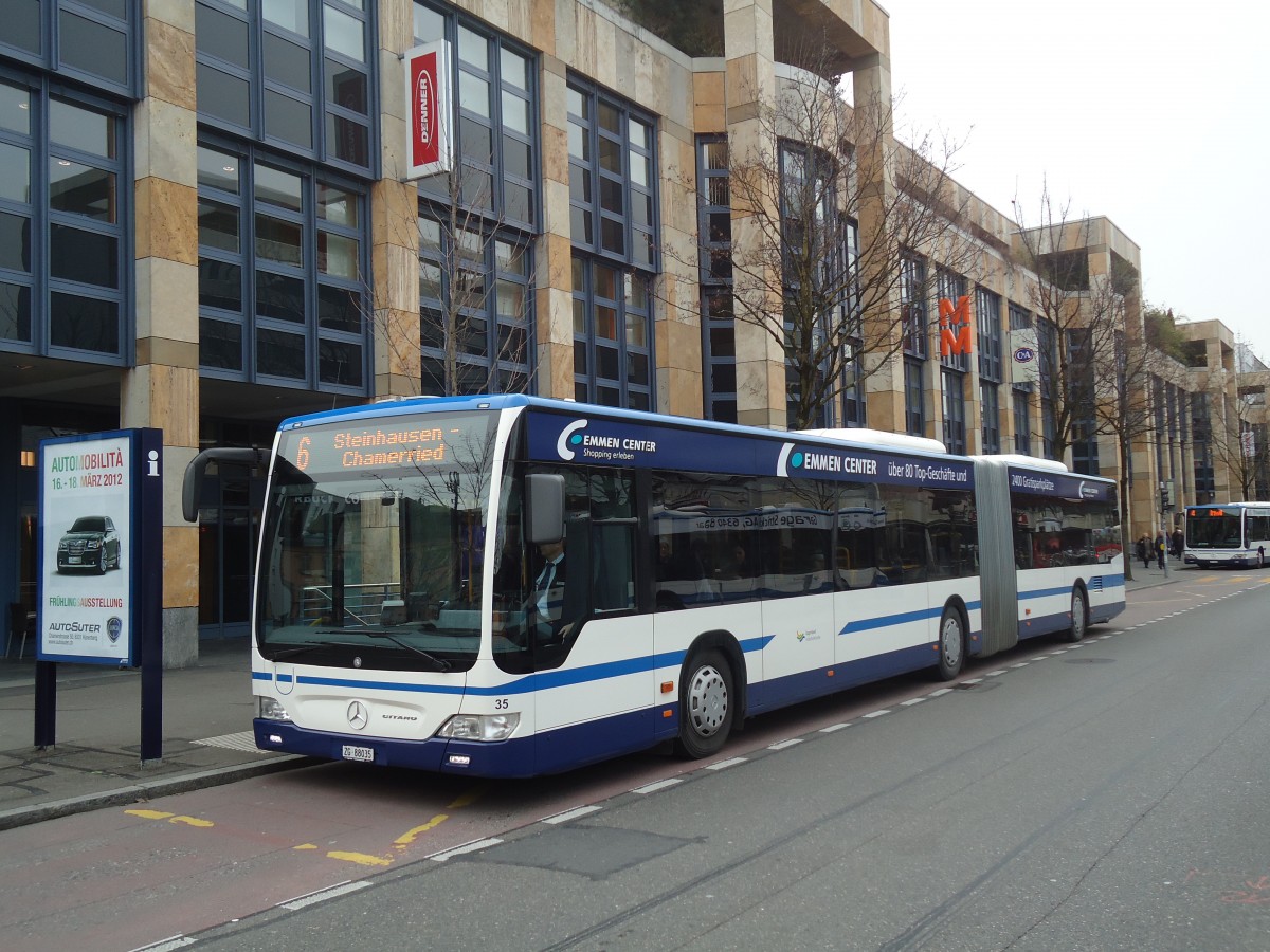 (138'011) - ZVB Zug - Nr. 35/ZG 88'035 - Mercedes am 6. Mrz 2012 in Zug, Metalli